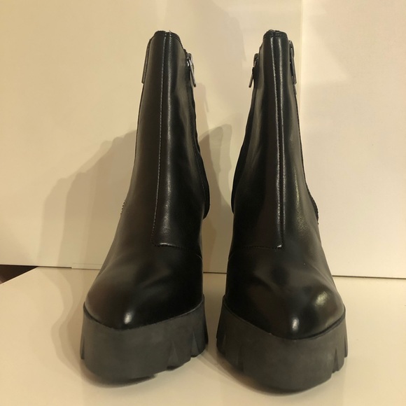 ASH Trouble Chunky Cleated Thick Sole Platform Moto Boot, Black Leather, 38 - Picture 3 of 9